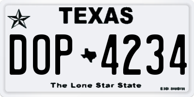 TX license plate DOP4234