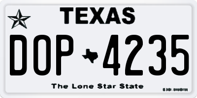 TX license plate DOP4235