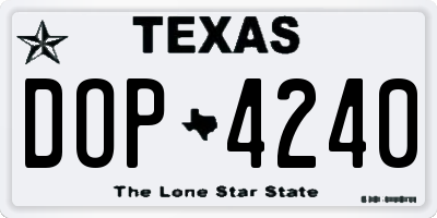 TX license plate DOP4240