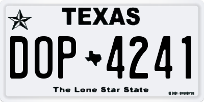 TX license plate DOP4241