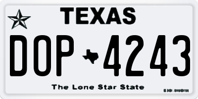 TX license plate DOP4243