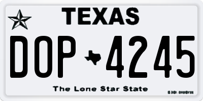TX license plate DOP4245