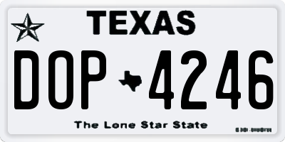 TX license plate DOP4246
