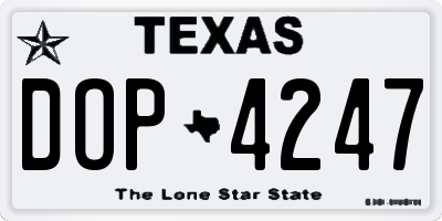 TX license plate DOP4247