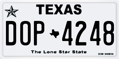 TX license plate DOP4248