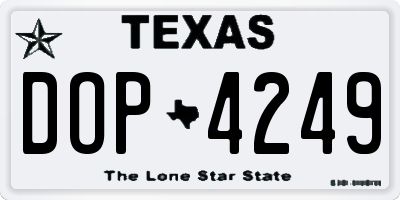 TX license plate DOP4249