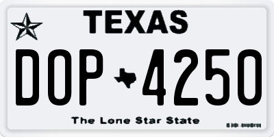 TX license plate DOP4250