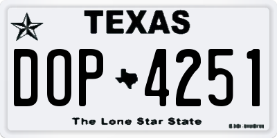 TX license plate DOP4251
