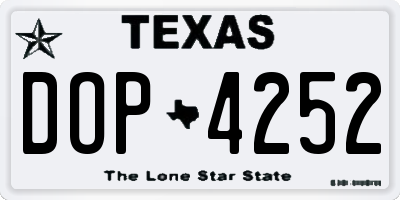 TX license plate DOP4252