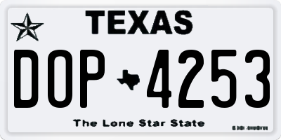 TX license plate DOP4253
