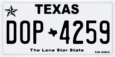 TX license plate DOP4259