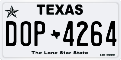 TX license plate DOP4264