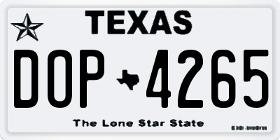 TX license plate DOP4265