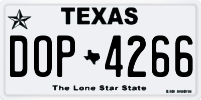 TX license plate DOP4266