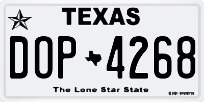 TX license plate DOP4268