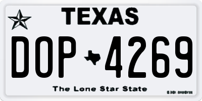 TX license plate DOP4269