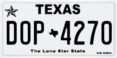 TX license plate DOP4270