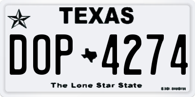 TX license plate DOP4274