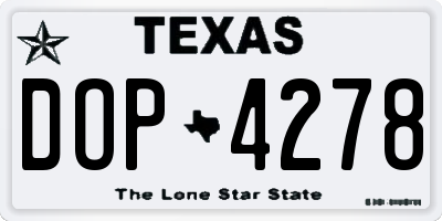 TX license plate DOP4278