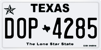 TX license plate DOP4285
