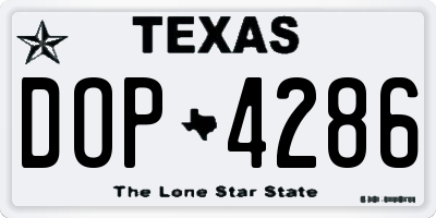 TX license plate DOP4286