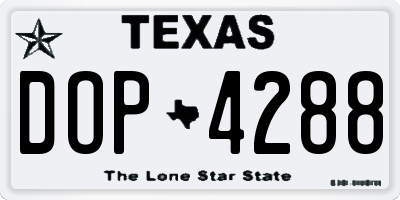 TX license plate DOP4288
