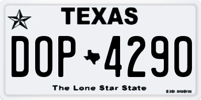 TX license plate DOP4290
