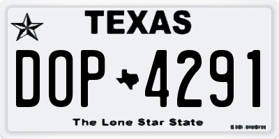 TX license plate DOP4291