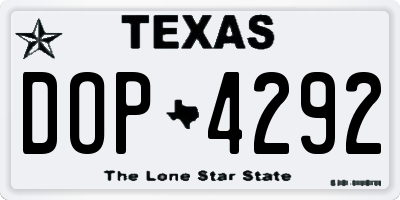TX license plate DOP4292