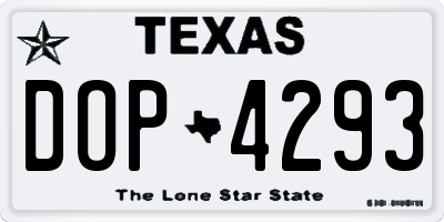 TX license plate DOP4293