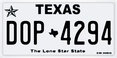 TX license plate DOP4294