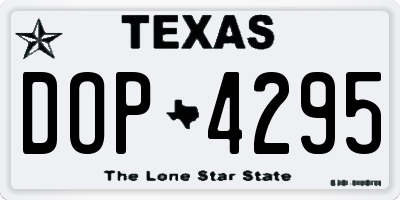 TX license plate DOP4295