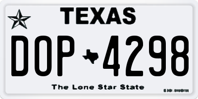 TX license plate DOP4298