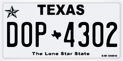 TX license plate DOP4302