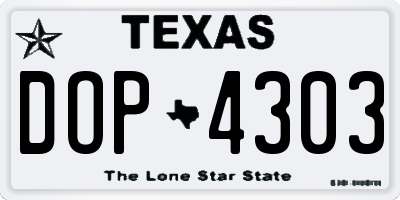 TX license plate DOP4303