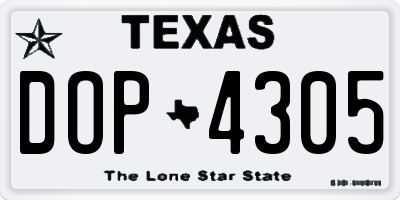 TX license plate DOP4305