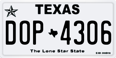 TX license plate DOP4306