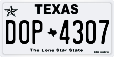 TX license plate DOP4307