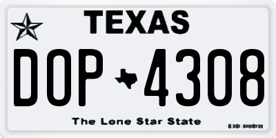 TX license plate DOP4308