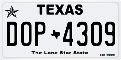 TX license plate DOP4309