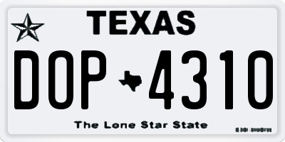 TX license plate DOP4310