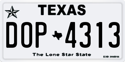TX license plate DOP4313