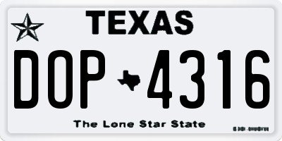 TX license plate DOP4316