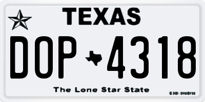 TX license plate DOP4318