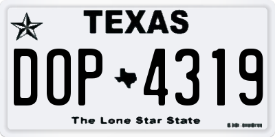 TX license plate DOP4319