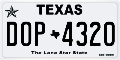 TX license plate DOP4320