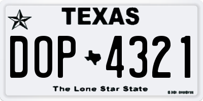 TX license plate DOP4321