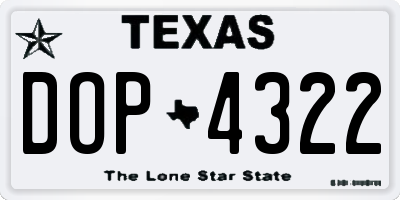 TX license plate DOP4322