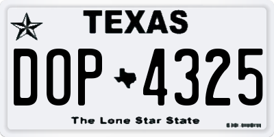 TX license plate DOP4325