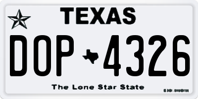 TX license plate DOP4326